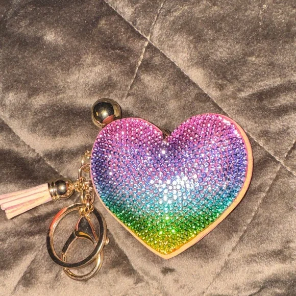 Multicolor Rhinestone Heart Keychain - Picture 2 of 3